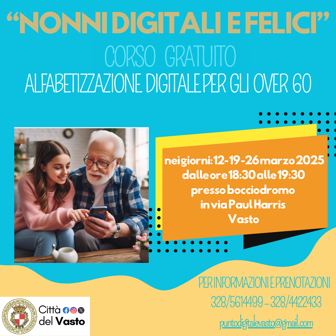 A Vasto il corso gratuito “Nonni Digitali e Felici”