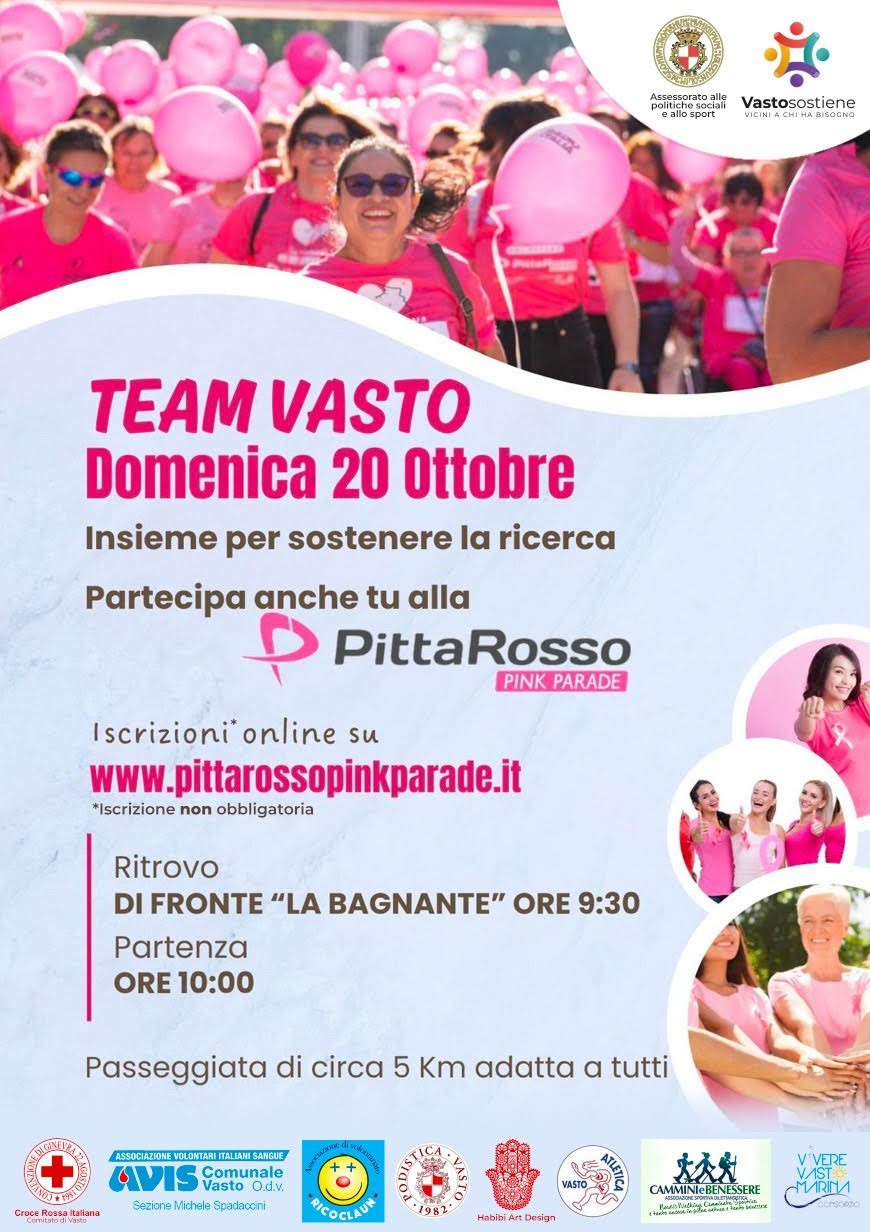 Pittarosso Pink Parade, Vasto si tinge di rosa per la prevenzione del tumore al seno 